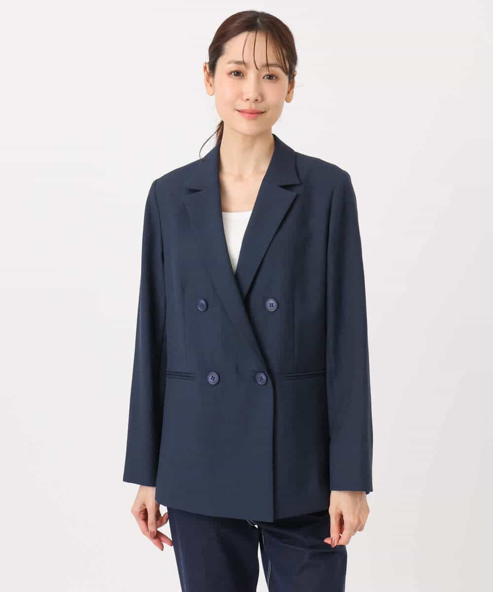 FKDGD46240 MK MICHEL KLEIN(MK ミッシェルクラン) バイオヴィンテージツイル ダブルブレストジャケット/接触冷感/UVカット/速乾/洗える グレージュ