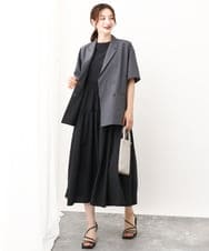 FKDGV50190 MK MICHEL KLEIN(MK ミッシェルクラン) Reflaxハーフスリーブダブルブレストジャケット/セットアップ対応/洗える ダークグレー