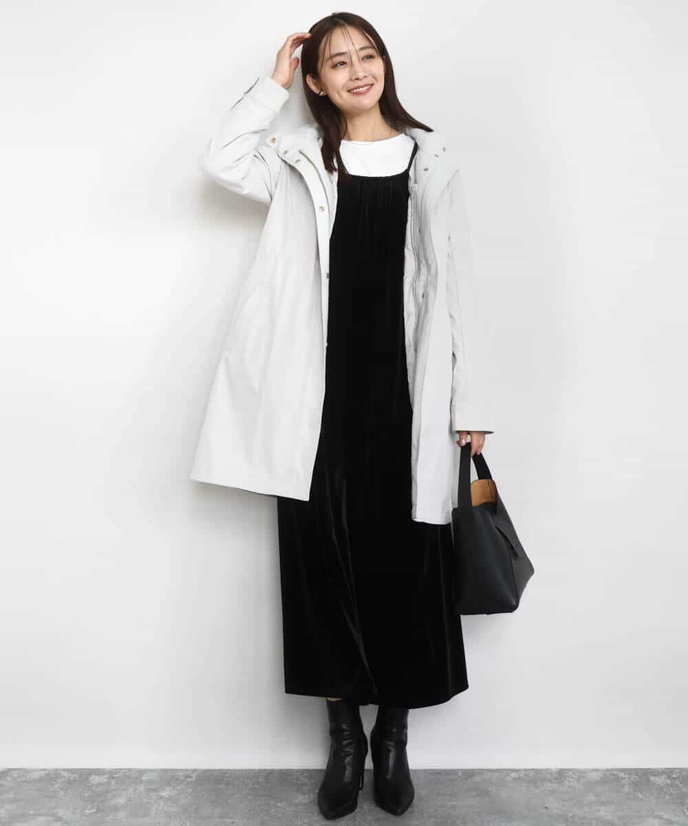 FKEAD31200 MK MICHEL KLEIN(MK ミッシェルクラン) スノーベロア ショルダーストラップワンピース/洗える ブルー