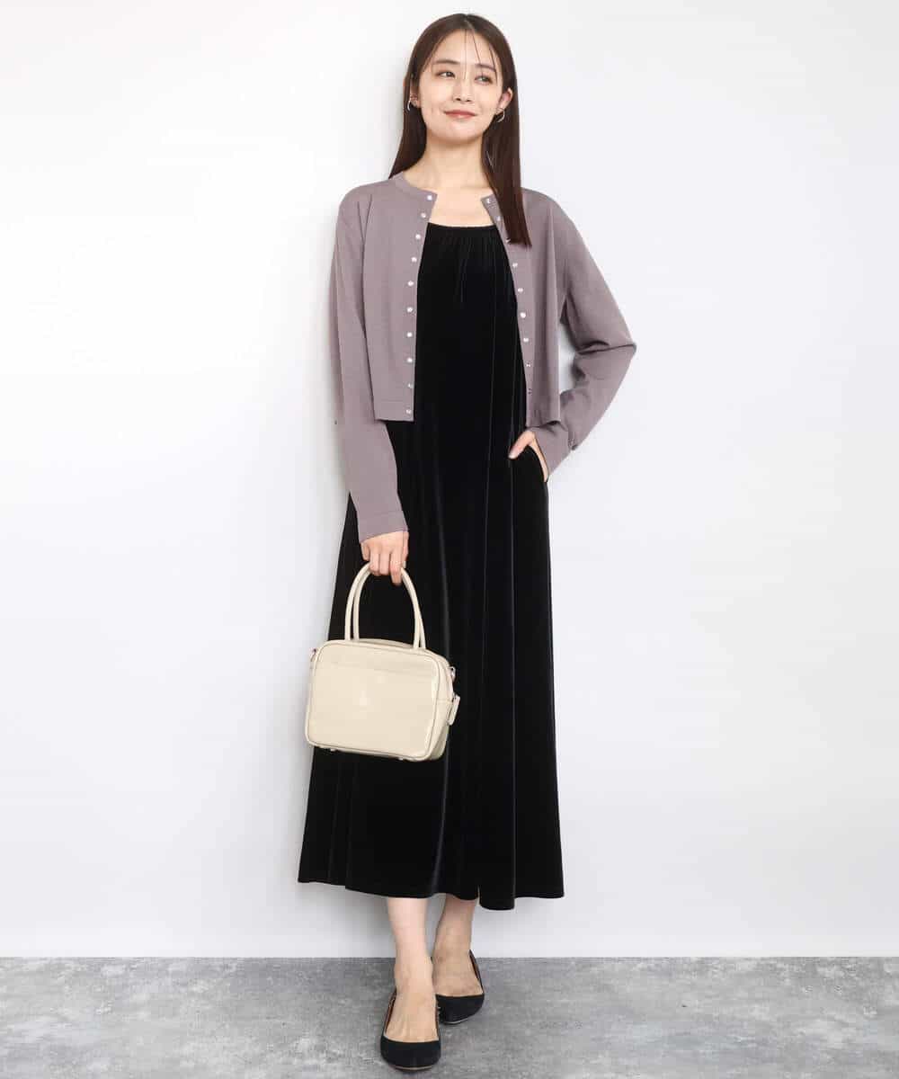 FKEAD31200 MK MICHEL KLEIN(MK ミッシェルクラン) スノーベロア ショルダーストラップワンピース/洗える ブルー