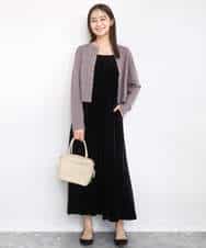 FKEAD31200 MK MICHEL KLEIN(MK ミッシェルクラン) スノーベロア ショルダーストラップワンピース/洗える ブルー