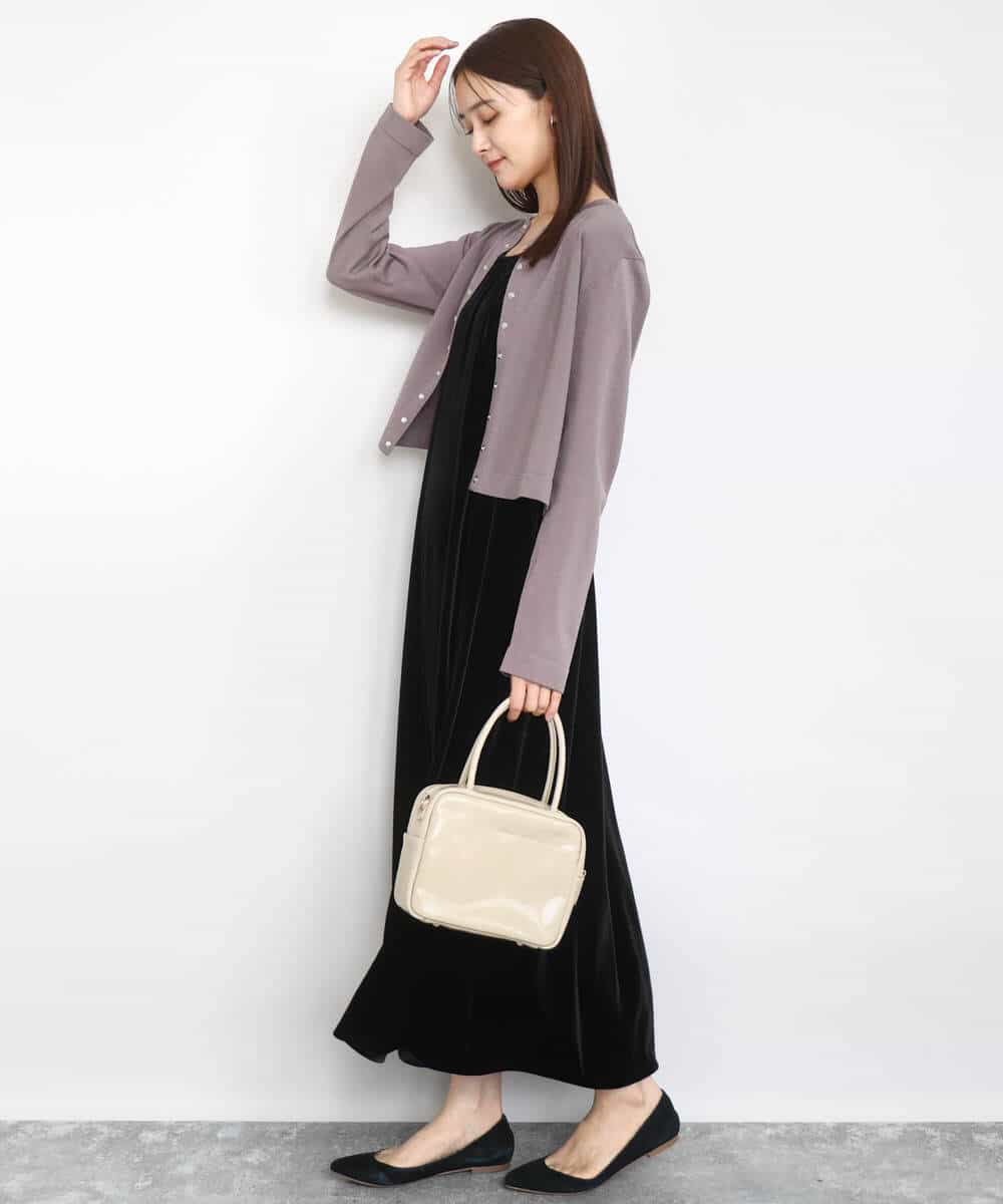 FKEAD31200 MK MICHEL KLEIN(MK ミッシェルクラン) スノーベロア ショルダーストラップワンピース/洗える ブルー