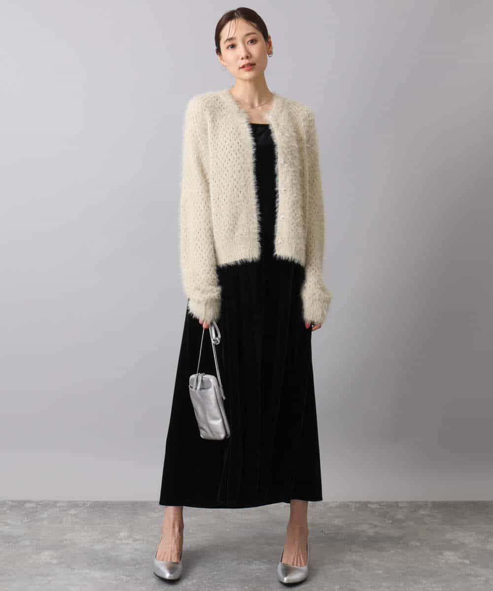 FKEAD31200 MK MICHEL KLEIN(MK ミッシェルクラン) スノーベロア ショルダーストラップワンピース/洗える ブルー