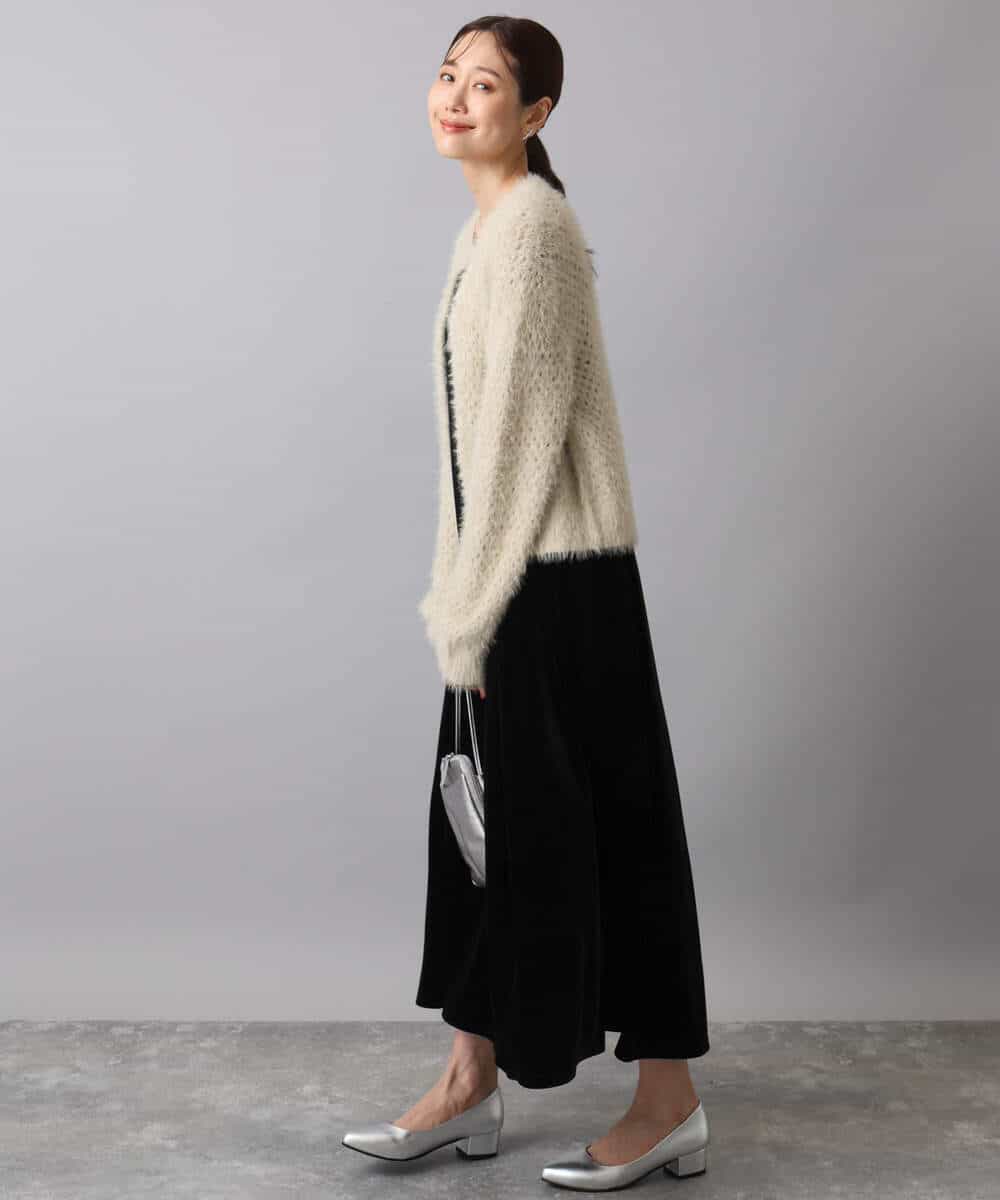 FKEAD31200 MK MICHEL KLEIN(MK ミッシェルクラン) スノーベロア ショルダーストラップワンピース/洗える ブルー