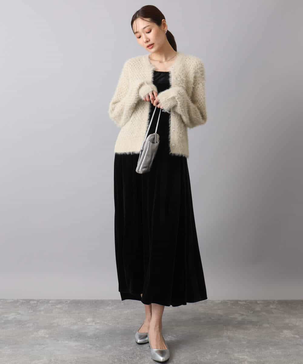 FKEAD31200 MK MICHEL KLEIN(MK ミッシェルクラン) スノーベロア ショルダーストラップワンピース/洗える ブルー