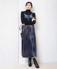 FKEAD31200 MK MICHEL KLEIN(MK ミッシェルクラン) スノーベロア ショルダーストラップワンピース/洗える ブルー