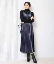 FKEAD31200 MK MICHEL KLEIN(MK ミッシェルクラン) スノーベロア ショルダーストラップワンピース/洗える ブルー