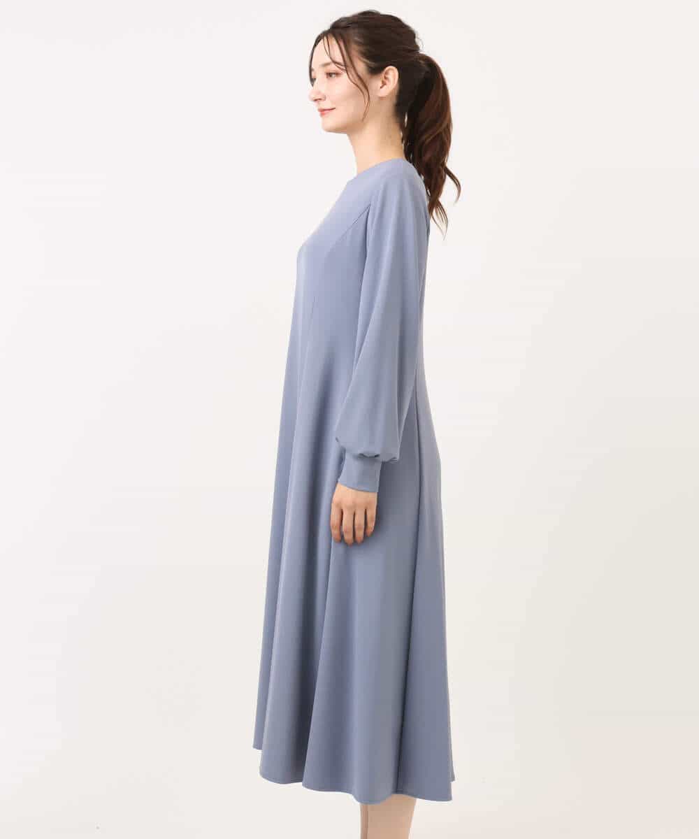 FKEAD40200 MK MICHEL KLEIN(MK ミッシェルクラン) ツイルジャージーワンピース/洗える グレイッシュブルー