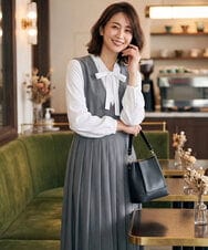 FKEAG51230 MK MICHEL KLEIN(MK ミッシェルクラン) [洗える]プリーツデザインジャンパースカート ダークグレー