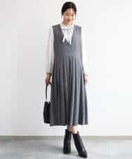 FKEAG51230 MK MICHEL KLEIN(MK ミッシェルクラン) [洗える]プリーツデザインジャンパースカート ダークグレー