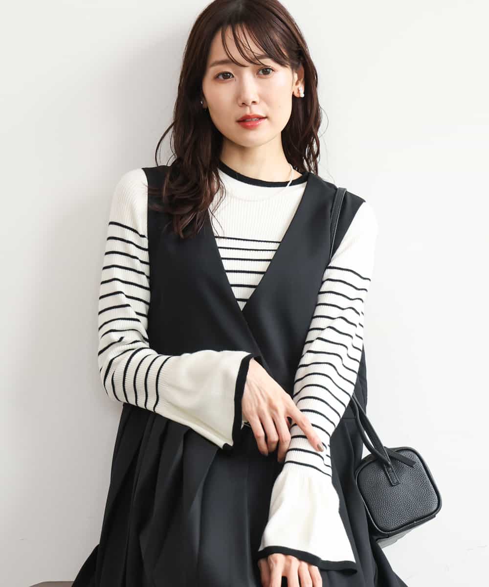 FKEAG51230 MK MICHEL KLEIN(MK ミッシェルクラン) [洗える]プリーツデザインジャンパースカート ブラック
