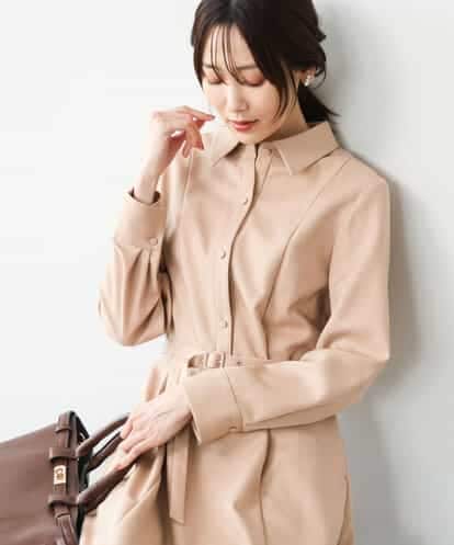 FKEAG62250 MK MICHEL KLEIN [洗える]ウールライク衿付きワンピース