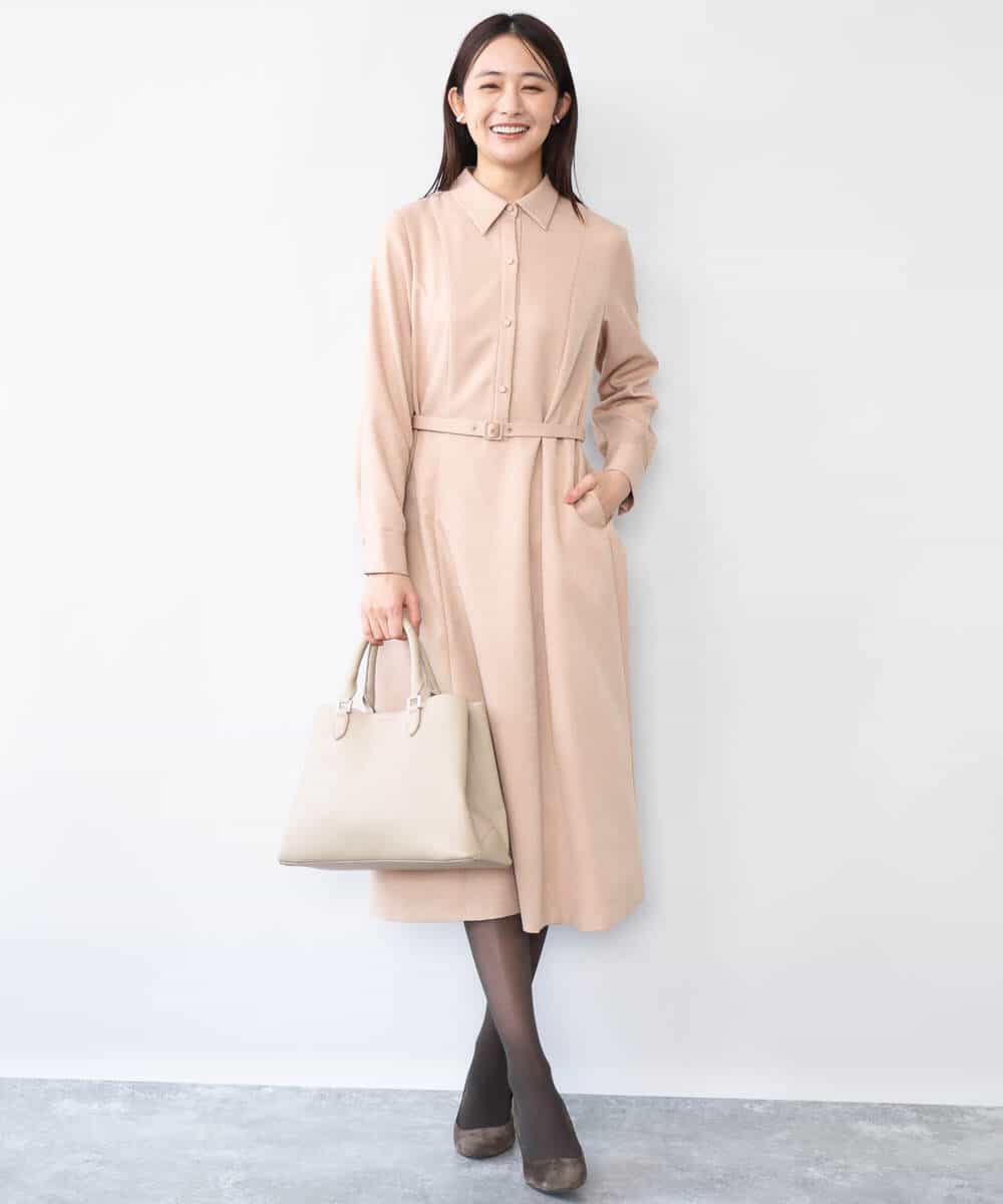 FKEAG62250 MK MICHEL KLEIN(MK ミッシェルクラン) [洗える]ウールライク衿付きワンピース ブラック