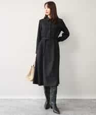 FKEAG62250 MK MICHEL KLEIN(MK ミッシェルクラン) [洗える]ウールライク衿付きワンピース ブラック