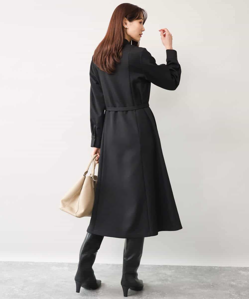 FKEAG62250 MK MICHEL KLEIN(MK ミッシェルクラン) [洗える]ウールライク衿付きワンピース ブラック