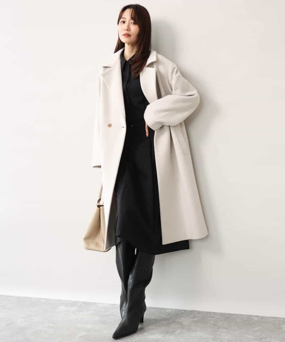 FKEAG62250 MK MICHEL KLEIN(MK ミッシェルクラン) [洗える]ウールライク衿付きワンピース ブラック