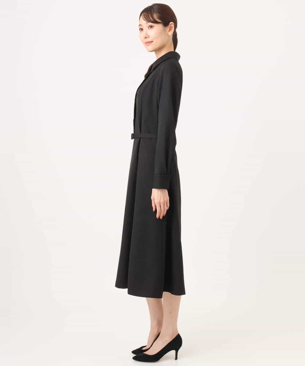 FKEAG62250 MK MICHEL KLEIN(MK ミッシェルクラン) [洗える]ウールライク衿付きワンピース ブラック