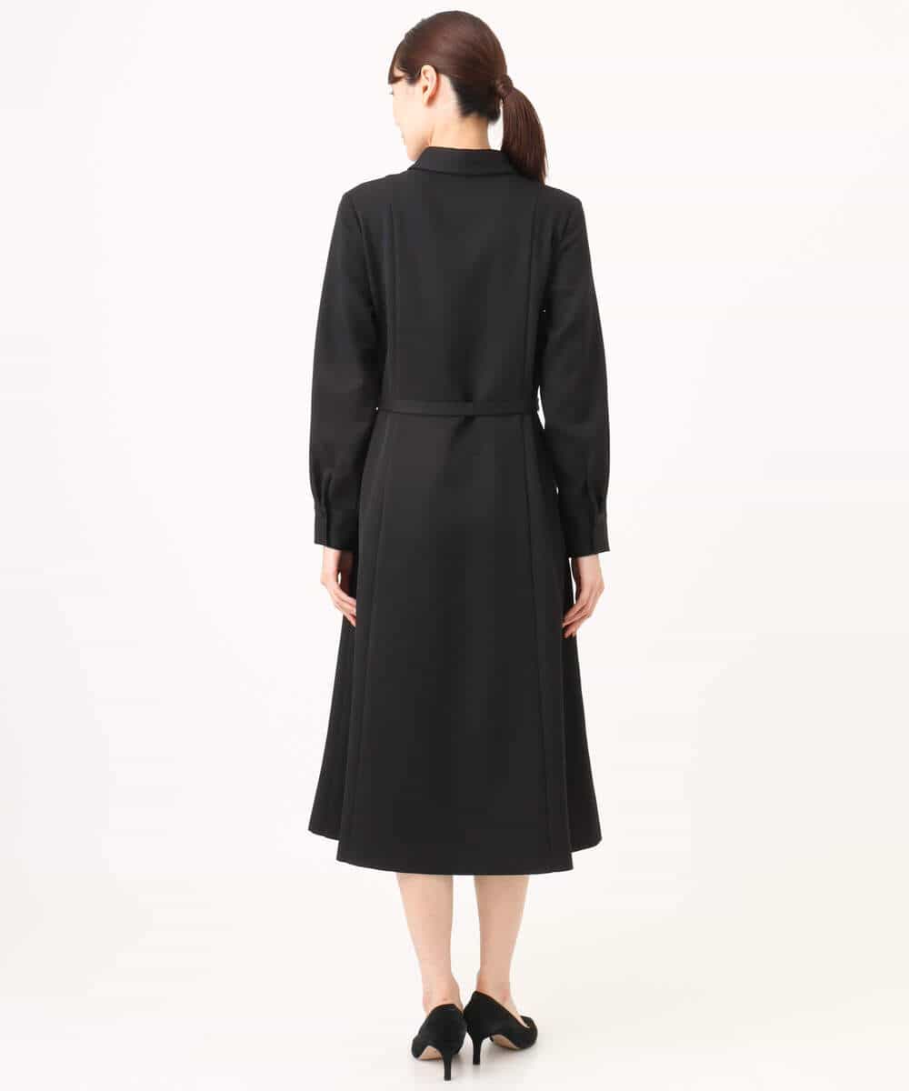 FKEAG62250 MK MICHEL KLEIN(MK ミッシェルクラン) [洗える]ウールライク衿付きワンピース ブラック