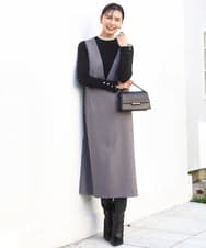 FKEBD51230 MK MICHEL KLEIN(MK ミッシェルクラン) ウールライク Vネックジャンパースカート/洗える グレー