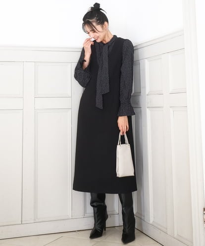 FKEBD51230 MK MICHEL KLEIN ウールライク Vネックジャンパースカート/洗える