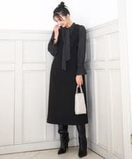 FKEBD51230 MK MICHEL KLEIN(MK ミッシェルクラン) ウールライク Vネックジャンパースカート/洗える ブラック