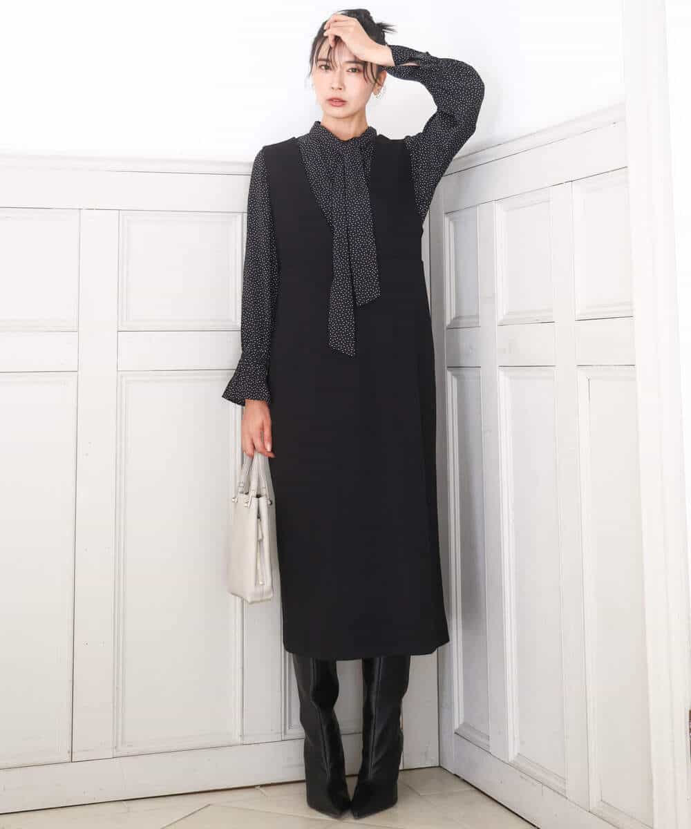 FKEBD51230 MK MICHEL KLEIN(MK ミッシェルクラン) ウールライク Vネックジャンパースカート/洗える グレー