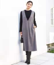 FKEBD51230 MK MICHEL KLEIN(MK ミッシェルクラン) ウールライク Vネックジャンパースカート/洗える グレー