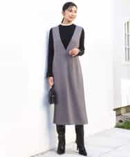 FKEBD51230 MK MICHEL KLEIN(MK ミッシェルクラン) ウールライク Vネックジャンパースカート/洗える グレー