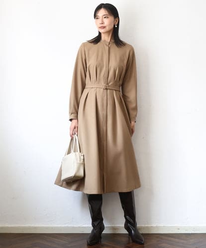 FKEBD57230 MK MICHEL KLEIN ウエストタックデザインワンピース/洗える