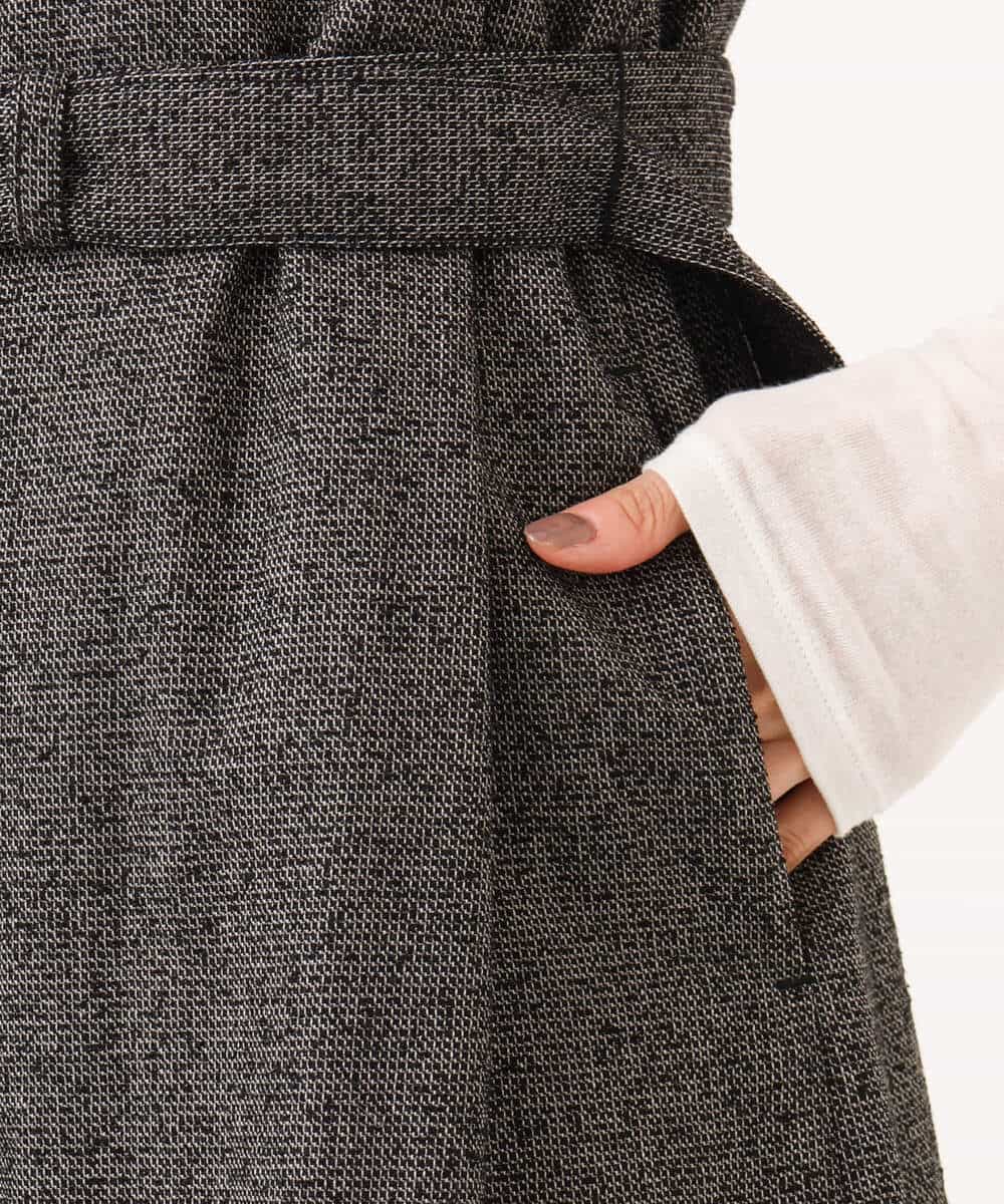 FKEDG72270 MK MICHEL KLEIN(MK ミッシェルクラン) [洗える]ツイードVネックジャンパースカート ブラック