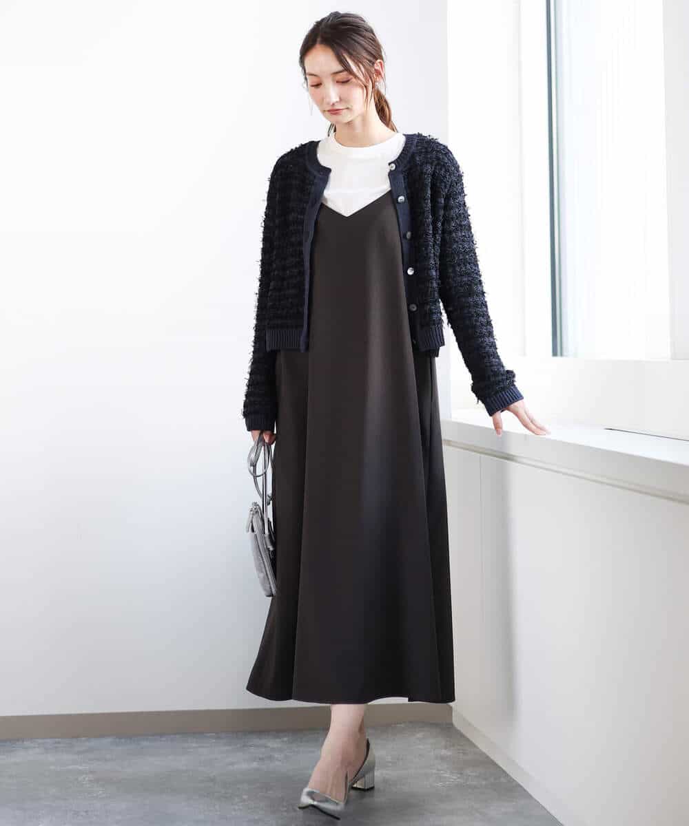 FKEFA30180 MK MICHEL KLEIN(MK ミッシェルクラン) リネンライク 2wayキャミワンピース/洗える グレージュ