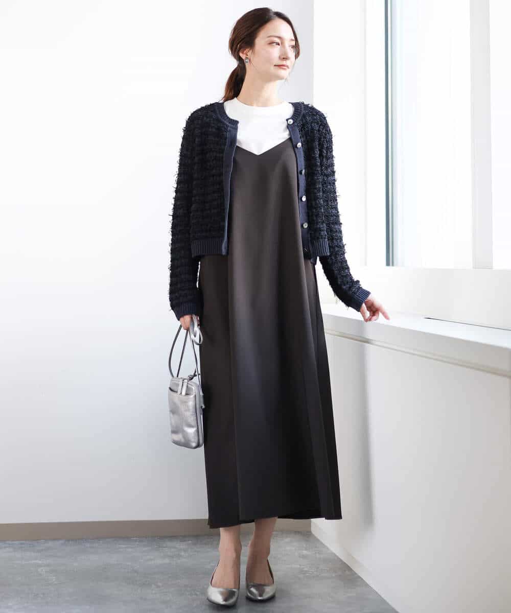 FKEFA30180 MK MICHEL KLEIN(MK ミッシェルクラン) リネンライク 2wayキャミワンピース/洗える グレージュ