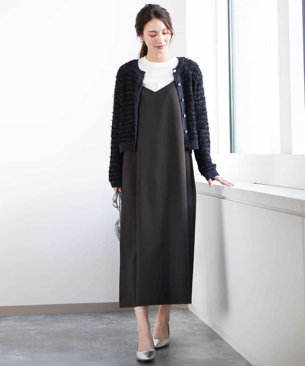 FKEFA30180 MK MICHEL KLEIN(MK ミッシェルクラン) リネンライク 2wayキャミワンピース/洗える グレージュ