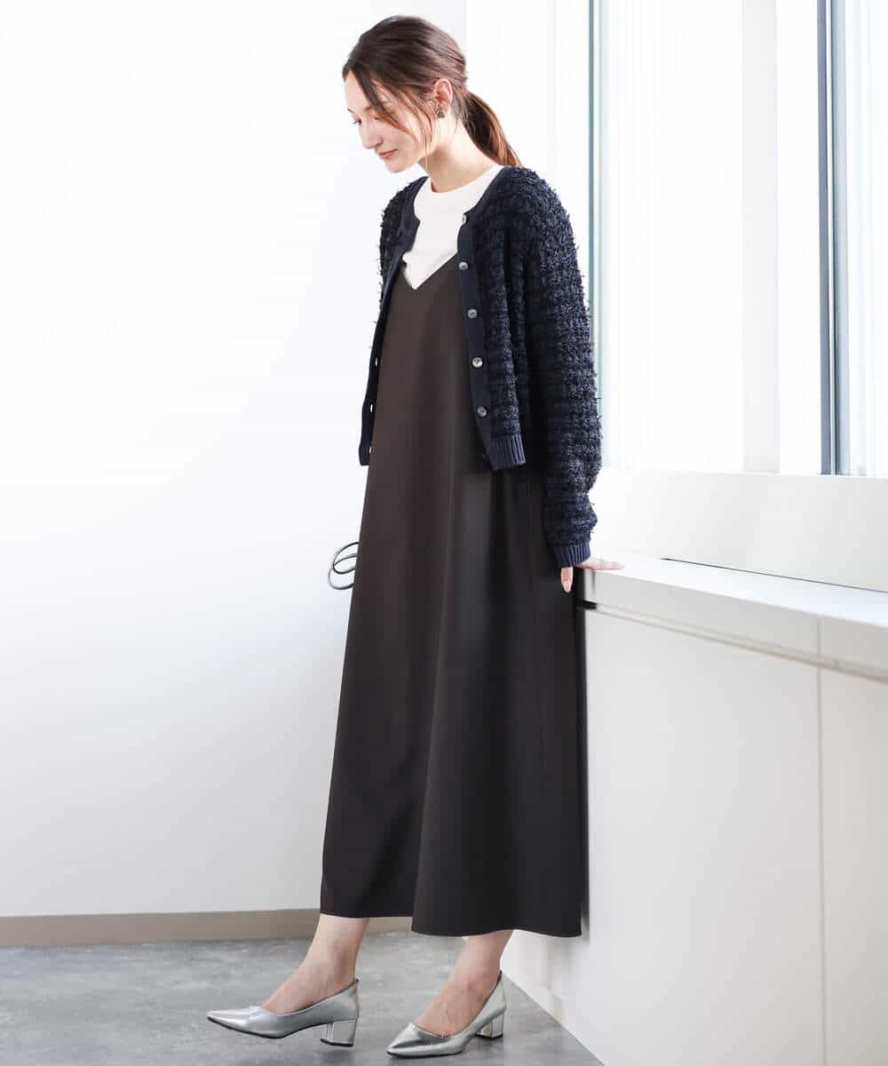 FKEFA30180 MK MICHEL KLEIN(MK ミッシェルクラン) リネンライク 2wayキャミワンピース/洗える グレージュ