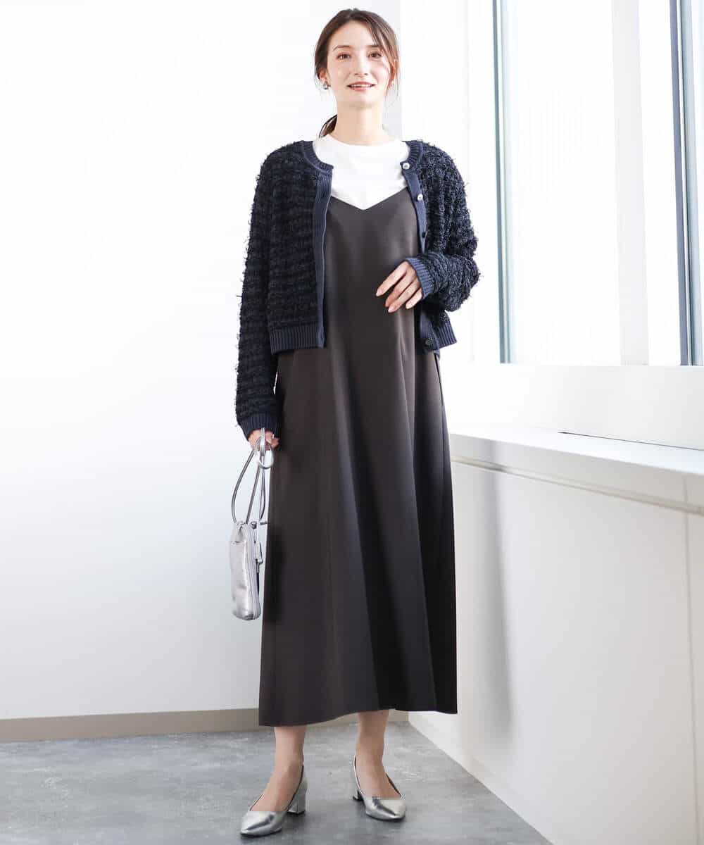 FKEFA30180 MK MICHEL KLEIN(MK ミッシェルクラン) リネンライク 2wayキャミワンピース/洗える グレージュ