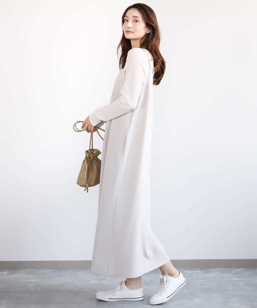 FKEFA30180 MK MICHEL KLEIN(MK ミッシェルクラン) リネンライク 2wayキャミワンピース/洗える グレージュ