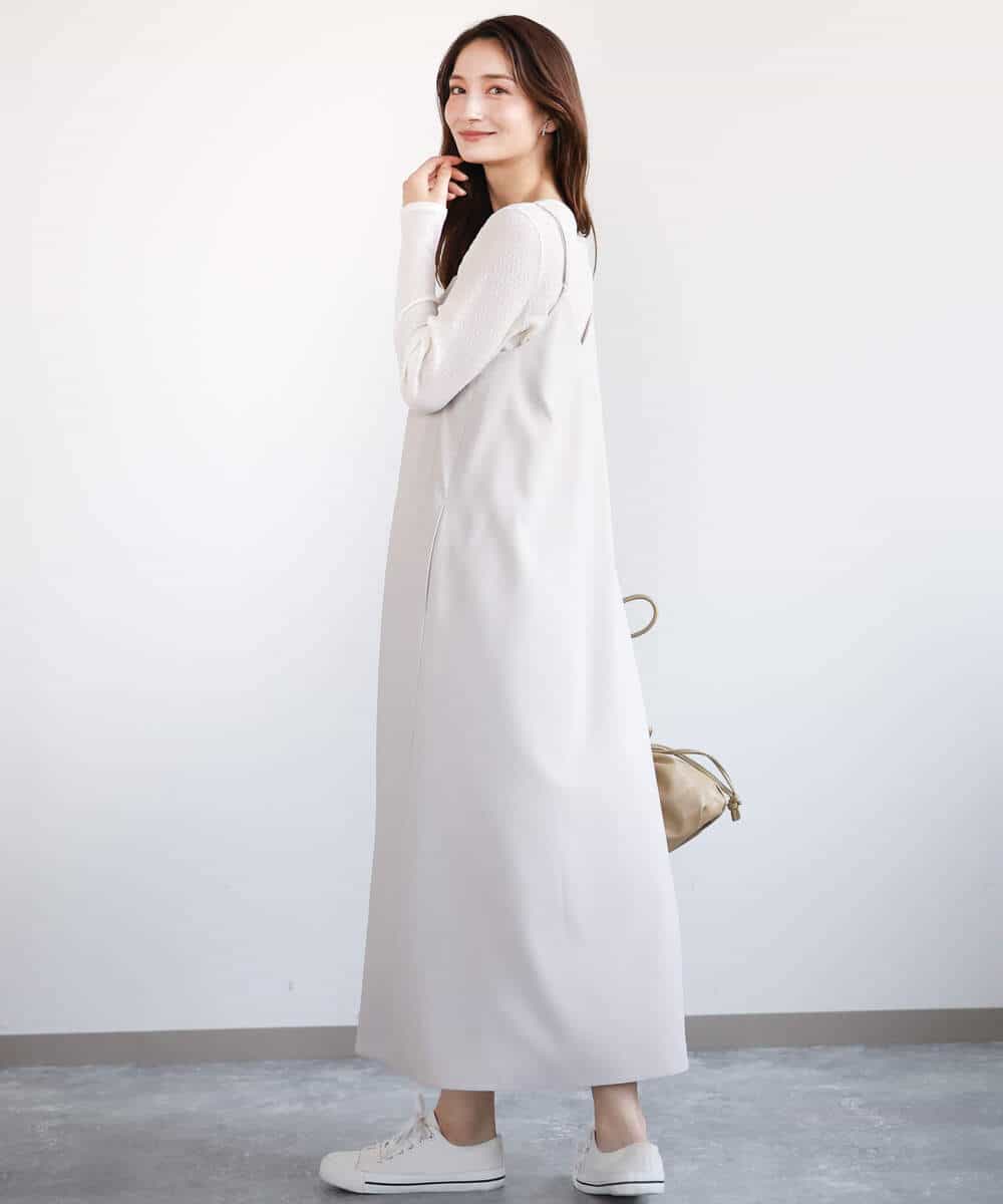 FKEFA30180 MK MICHEL KLEIN(MK ミッシェルクラン) リネンライク 2wayキャミワンピース/洗える グレージュ