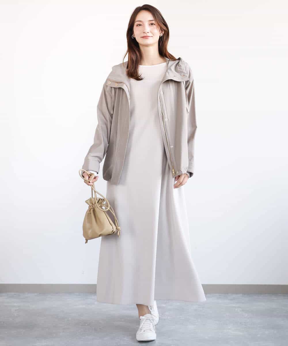 FKEFA30180 MK MICHEL KLEIN(MK ミッシェルクラン) リネンライク 2wayキャミワンピース/洗える グレージュ