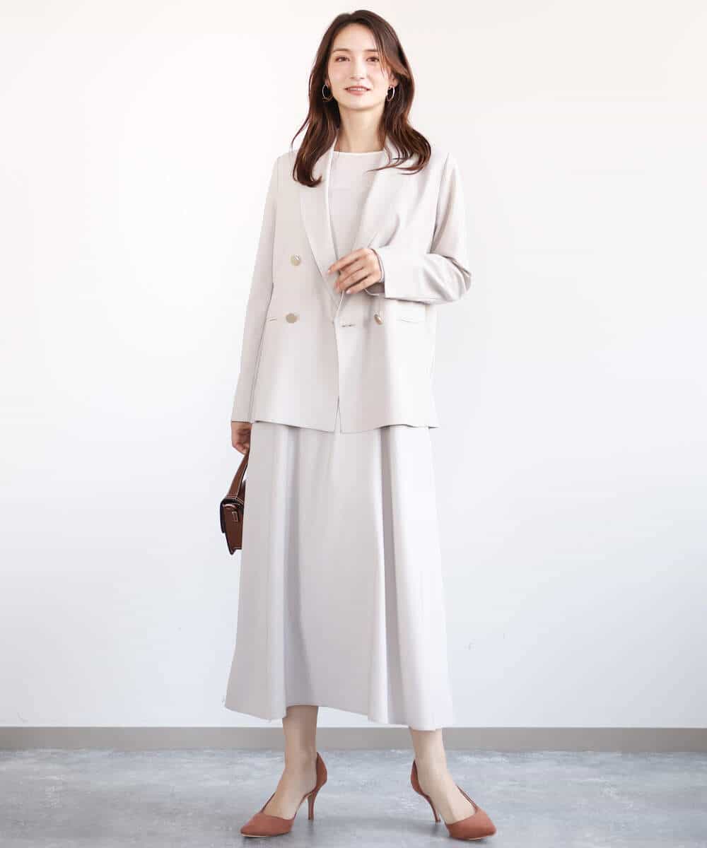 FKEFA30180 MK MICHEL KLEIN(MK ミッシェルクラン) リネンライク 2wayキャミワンピース/洗える グレージュ