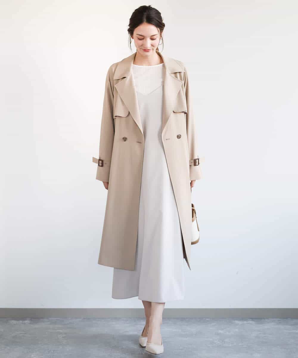 FKEFA30180 MK MICHEL KLEIN(MK ミッシェルクラン) リネンライク 2wayキャミワンピース/洗える グレージュ