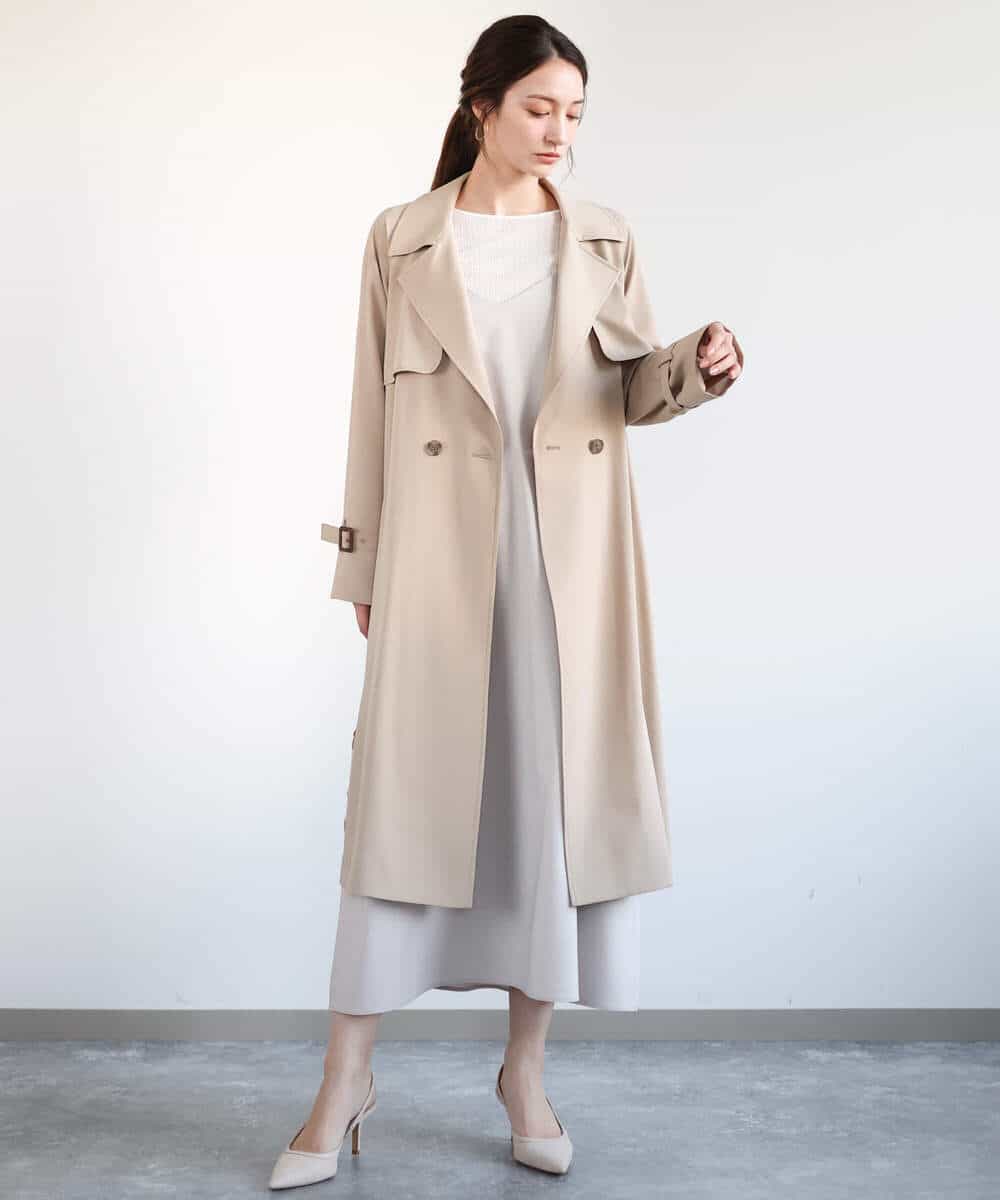 FKEFA30180 MK MICHEL KLEIN(MK ミッシェルクラン) リネンライク 2wayキャミワンピース/洗える グレージュ