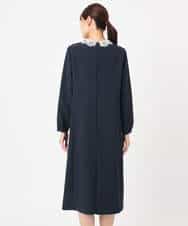 FKEFD13230 MK MICHEL KLEIN(MK ミッシェルクラン) レース衿付きサックワンピース/防シワ/洗える ネイビー