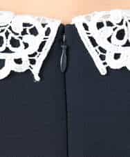 FKEFD13230 MK MICHEL KLEIN(MK ミッシェルクラン) レース衿付きサックワンピース/防シワ/洗える ネイビー