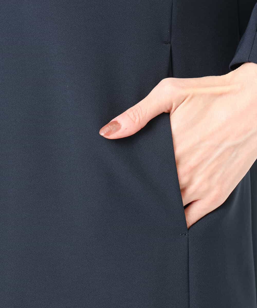 FKEFD13230 MK MICHEL KLEIN(MK ミッシェルクラン) レース衿付きサックワンピース/防シワ/洗える ネイビー