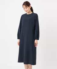 FKEFD13230 MK MICHEL KLEIN(MK ミッシェルクラン) レース衿付きサックワンピース/防シワ/洗える ネイビー