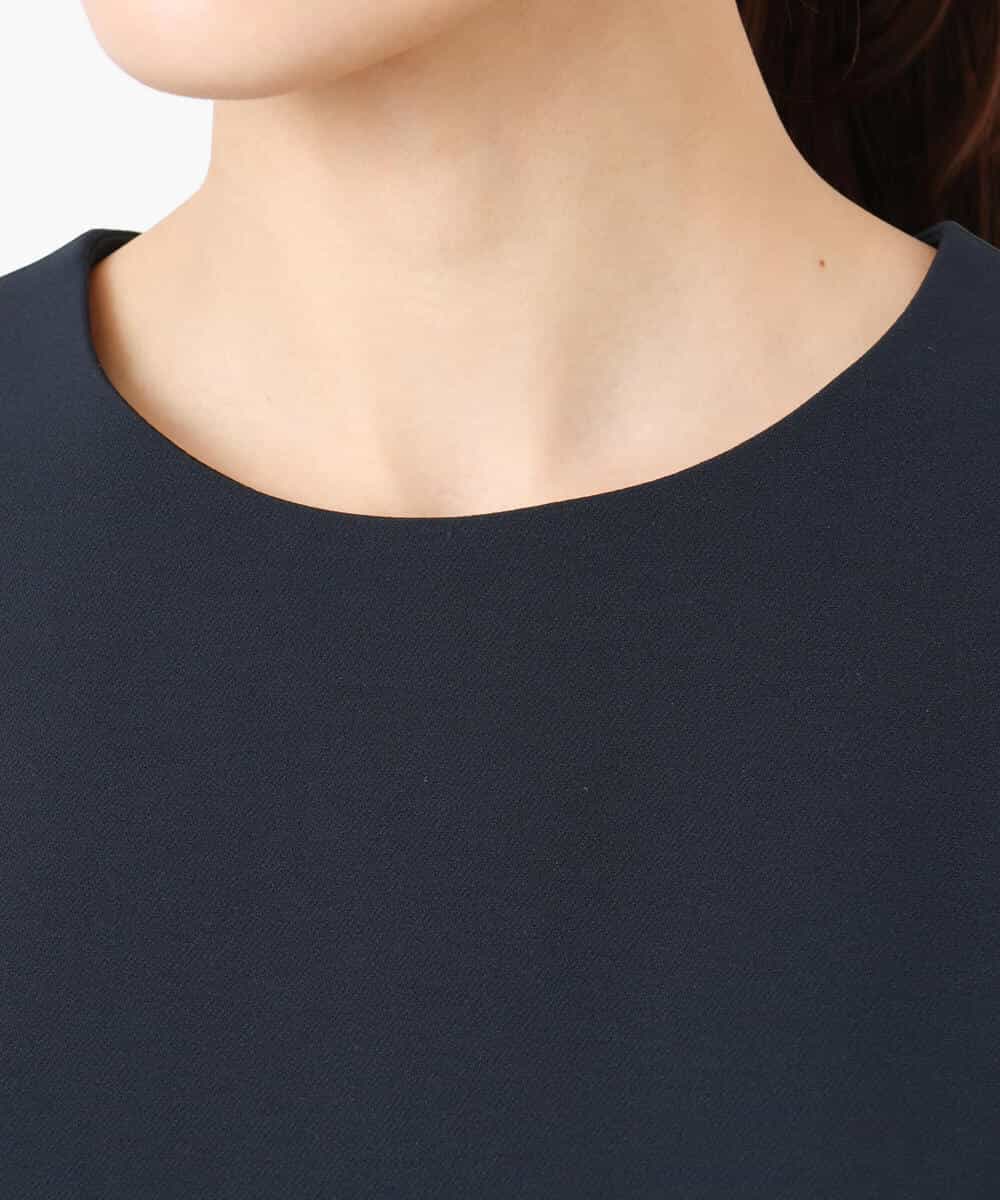 FKEFD13230 MK MICHEL KLEIN(MK ミッシェルクラン) レース衿付きサックワンピース/防シワ/洗える ネイビー