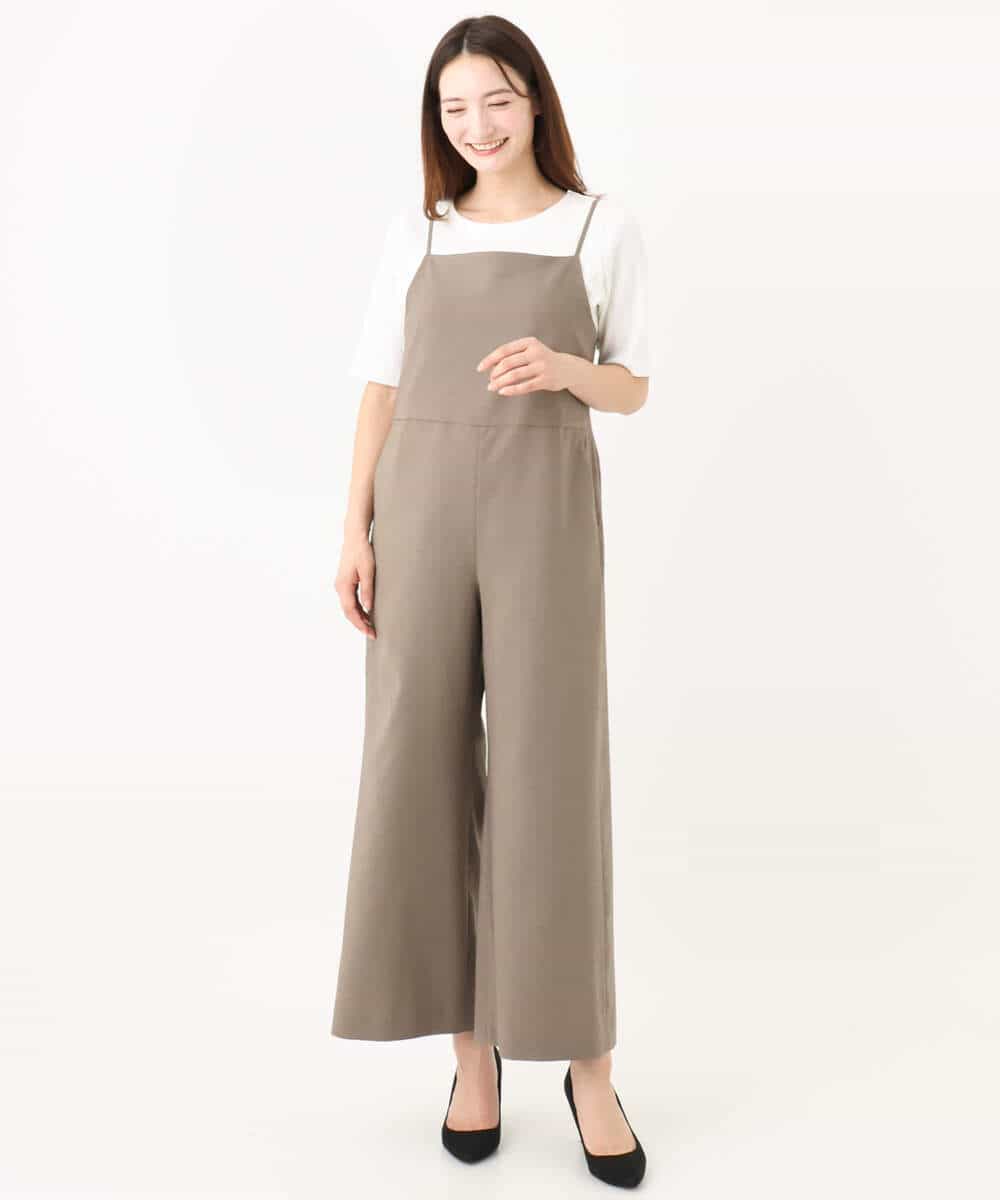 FKEGA45210 MK MICHEL KLEIN(MK ミッシェルクラン) リネンライクコンビネゾン/洗える チャコール