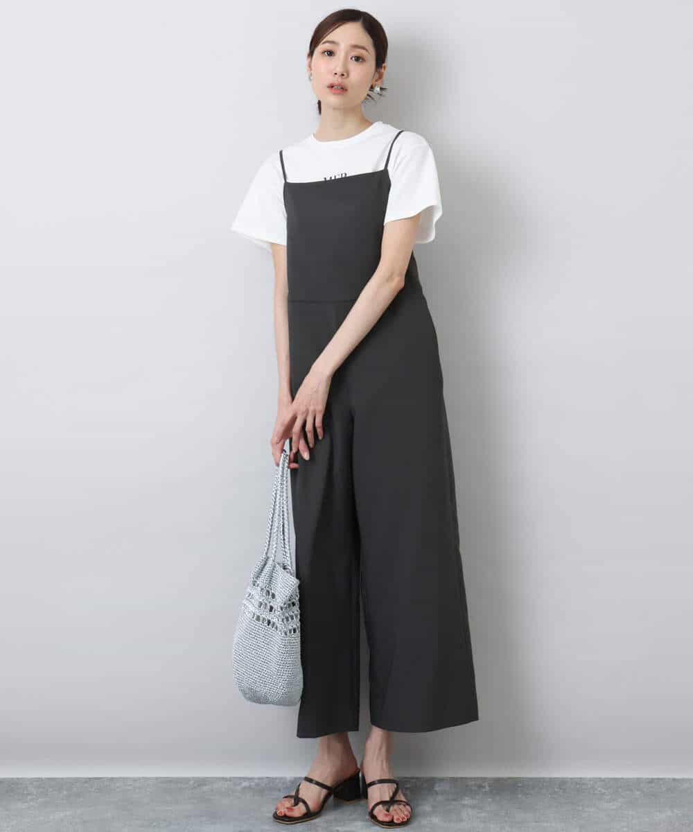 FKEGA45210 MK MICHEL KLEIN(MK ミッシェルクラン) リネンライクコンビネゾン/洗える チャコール