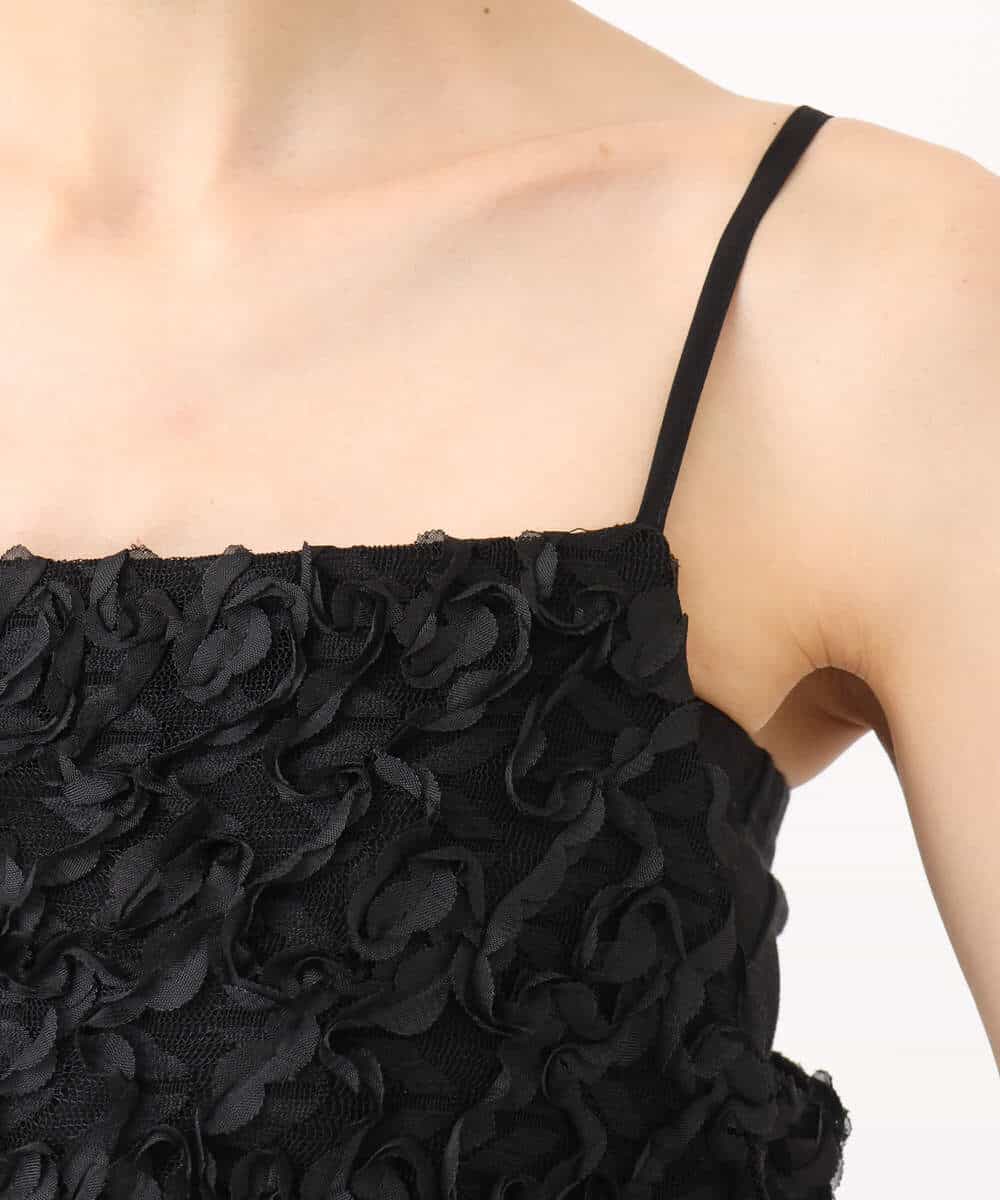 FKEGA51230 MK MICHEL KLEIN(MK ミッシェルクラン) フラワー3D刺繍ティアードキャミワンピース/洗える ブラック
