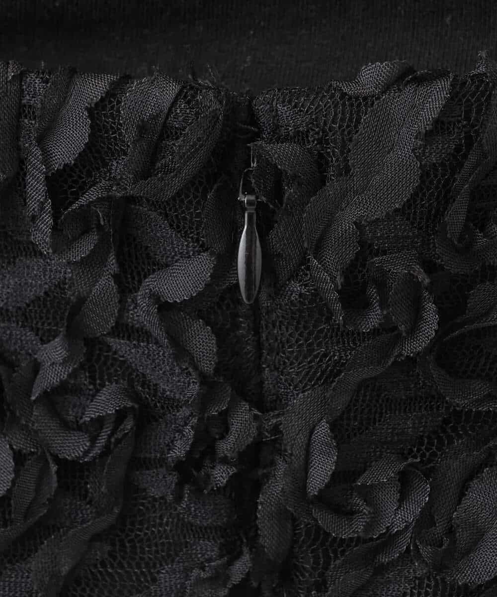FKEGA51230 MK MICHEL KLEIN(MK ミッシェルクラン) フラワー3D刺繍ティアードキャミワンピース/洗える ブラック